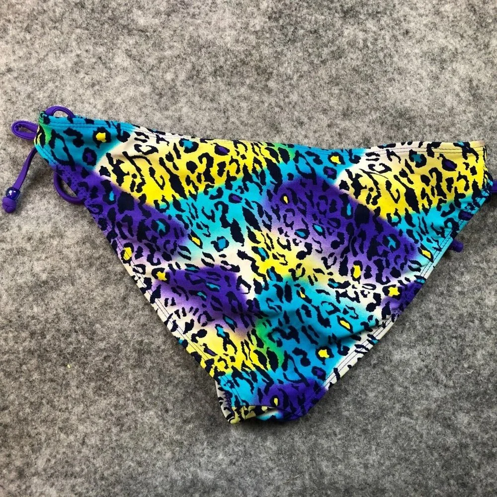 Joe Boxer Bikini Bottom XL Purple Leopard Full Coverage Bottom Side Tie Hipster